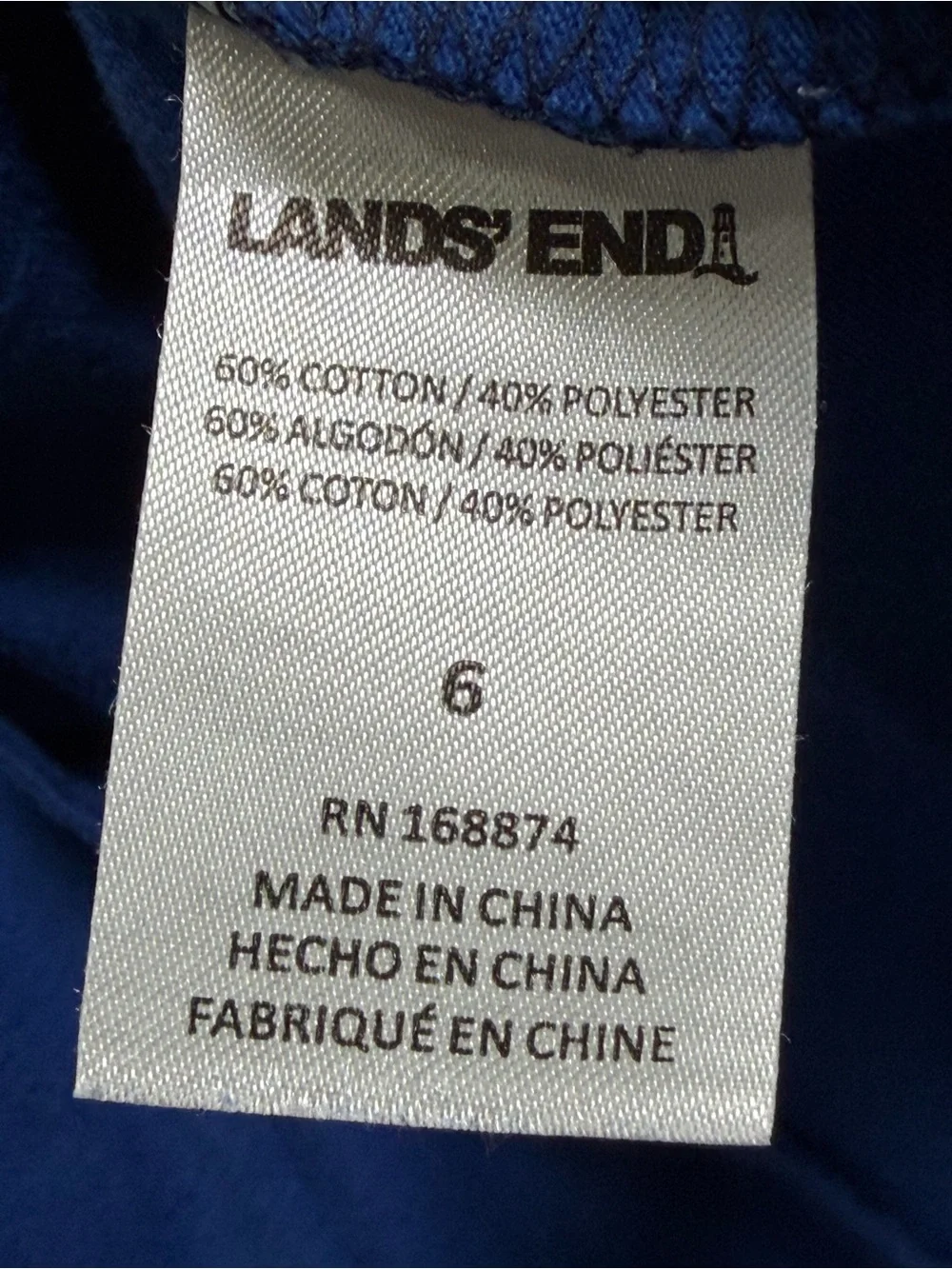 Lands' End Kids Two-Tone Long Sleeve Tee in Navy & Royal